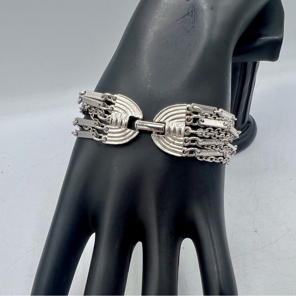 Vintage SARAH COVENTRY silver tone multi strand chain bracelet 7” - Picture 8 of 8